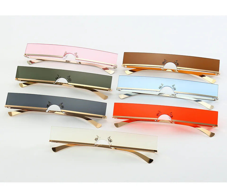 Small Rectangle Rimless Sunglasses Women Luxury Brand Gradient One Piece Red Square Sun Glasses Men Hip Hop Light Shades UV400 - Image 6