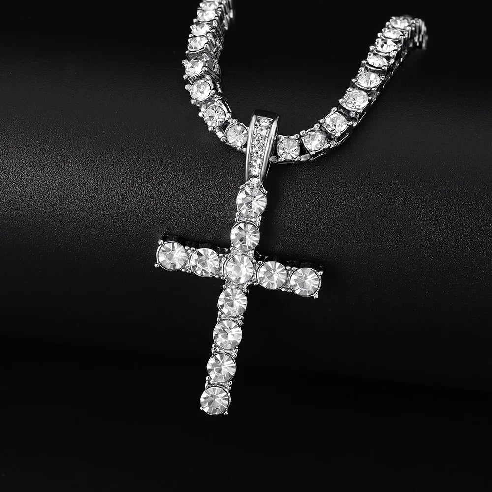 Iced-Out Cross Pendant Necklace - Image 3