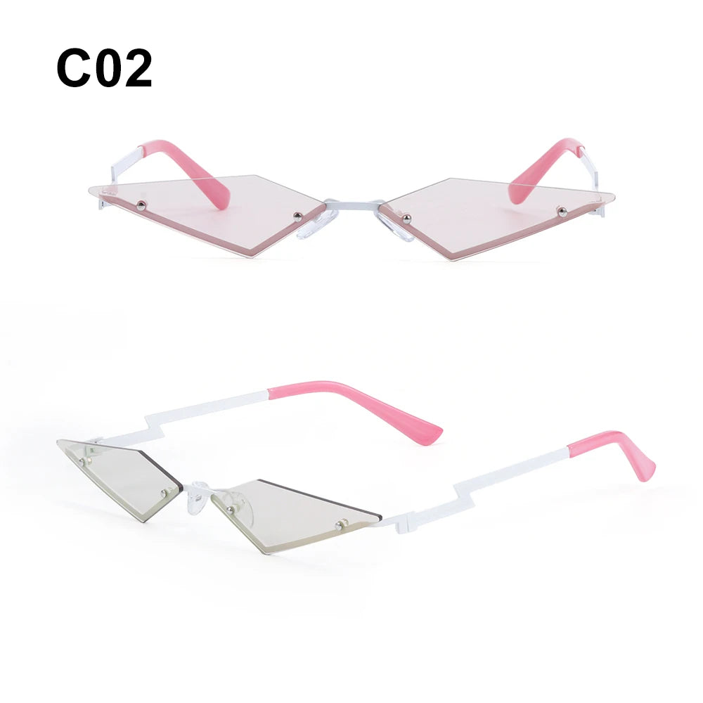 Diamond-Shaped Rimless Sunglasses – Unisex Vintage Streetwear UV400 Eyewear - Image 22