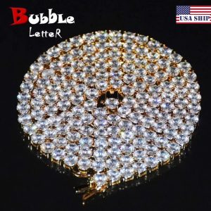 Bubble Letter Pendant with 1-Row Tennis Chain