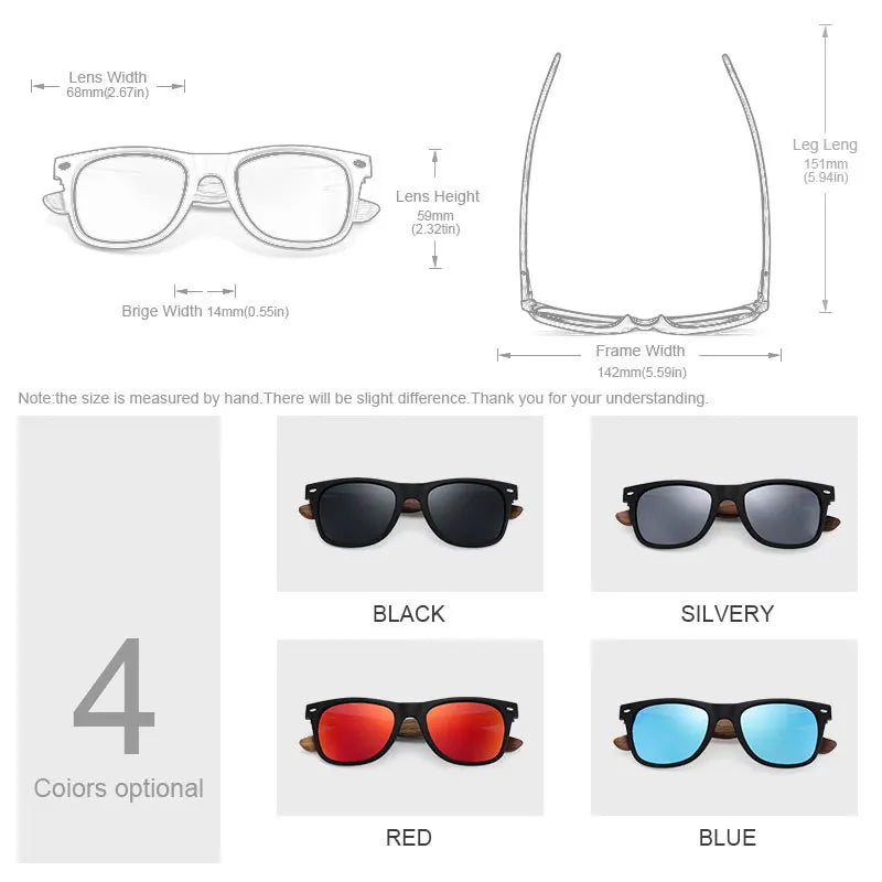 Oi Wood Natural Wooden Sunglasses – Polarized Fashion Eyewear for Men with TR90 Frames - Image 2