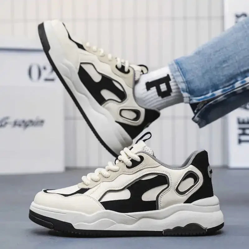 Hip Hop High-Top Sneakers for Men – White Autumn Sport Boots (Size 44)