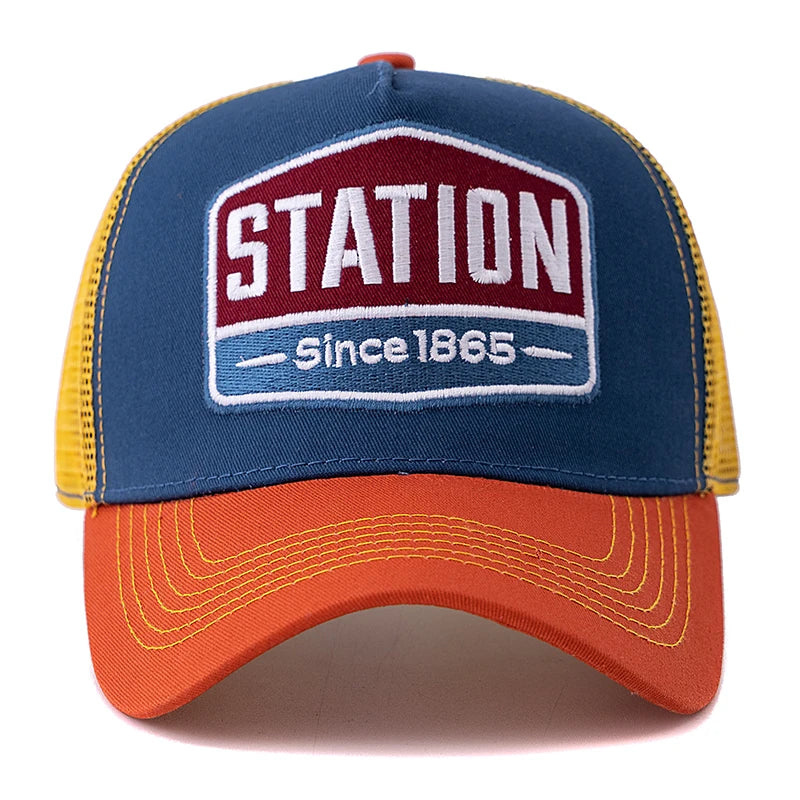 Classic STATION Letter Pattern Mesh Baseball Cap – Unisex Breathable Summer Trucker Hat - Image 3