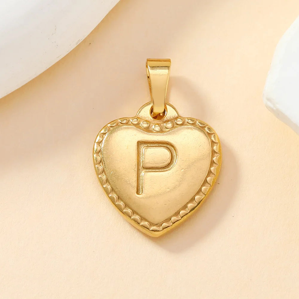 316L Stainless Steel Initial Necklace – Letter Heart Pendant Chain for Women - Image 12