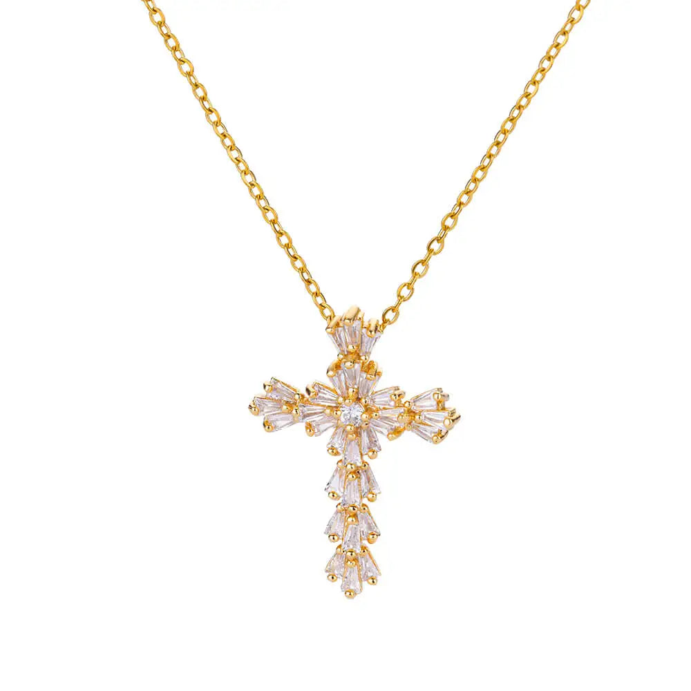 Gold Caravaca Cross Necklace – Stainless Steel Crucifix Choker for Men & Women - Image 9