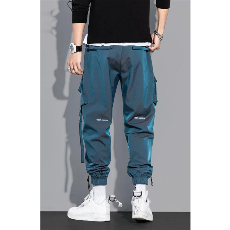 Thin Streetwear Ribbon Harem Cargo Pants – Slim Fit Joggers for Men & Women - Image 2