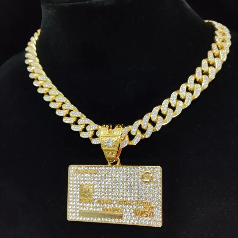 New Menβs Hip Hop Bank Card Pendant Necklace - Image 4