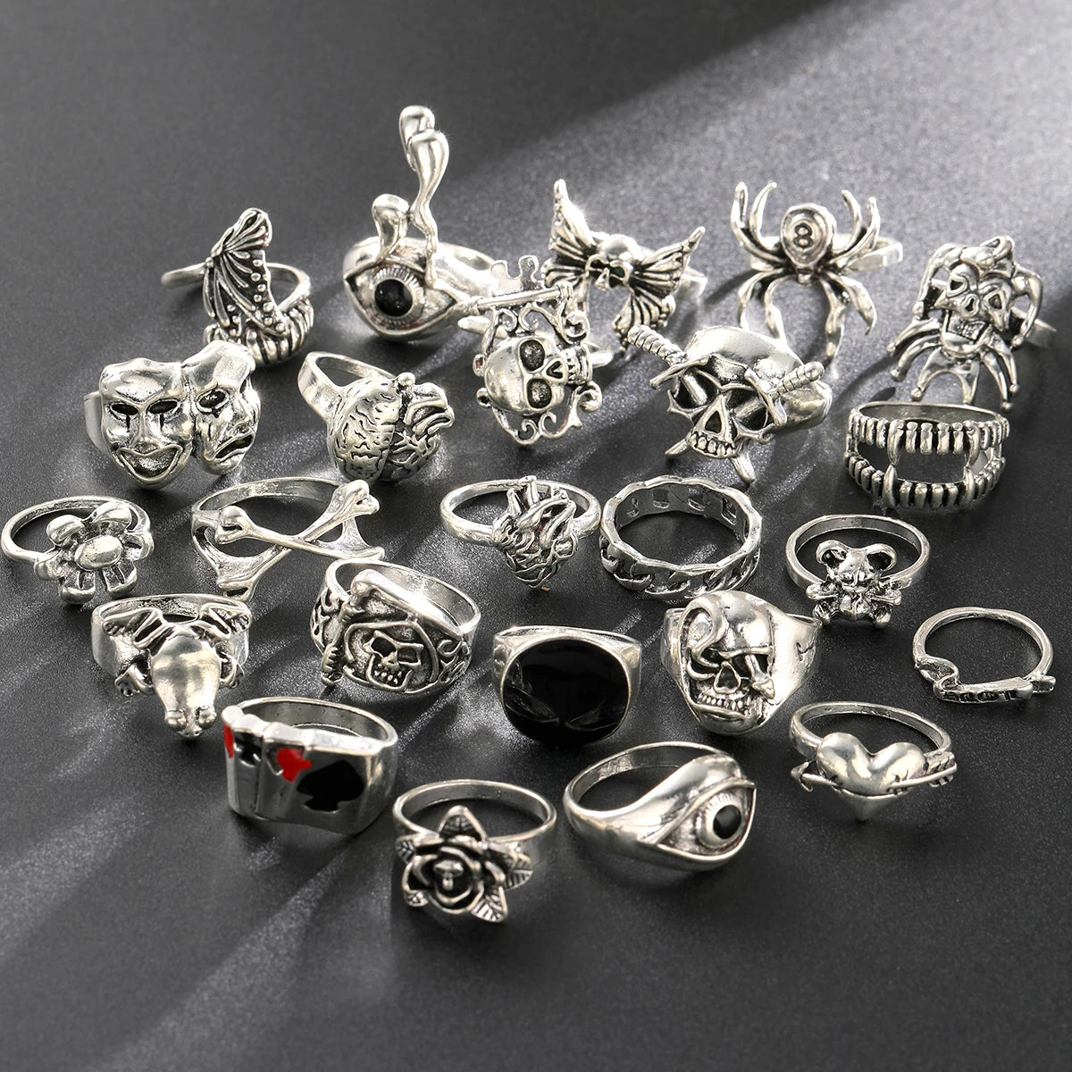 Gothic Skeleton Ring Set