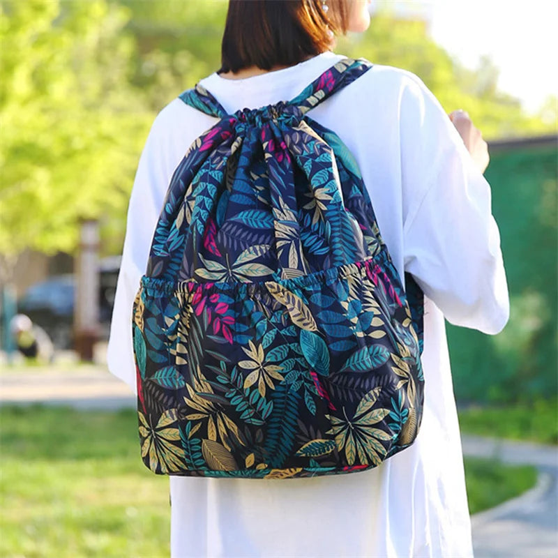 Women's Drawstring Sports Backpack – Foldable Travel & Shopping Rucksack - Image 3