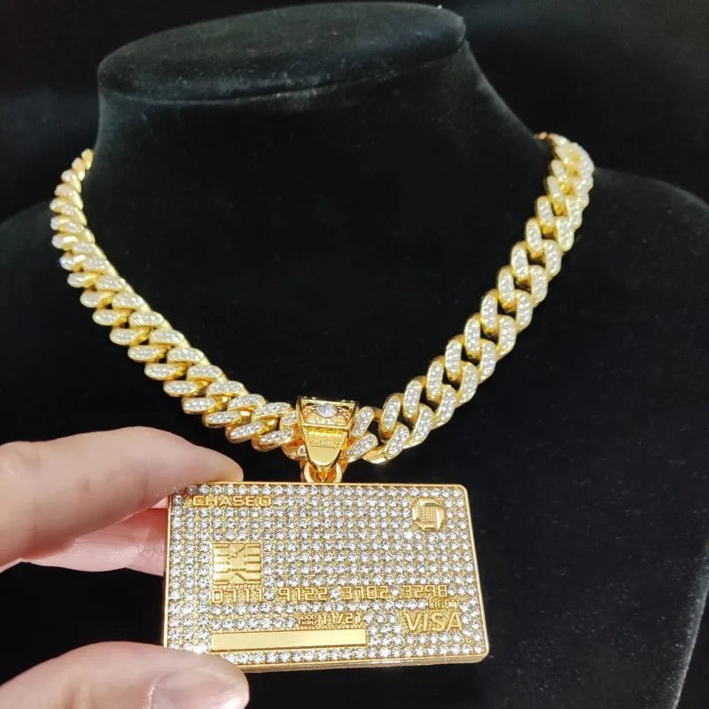 New Menβs Hip Hop Bank Card Pendant Necklace - Image 10