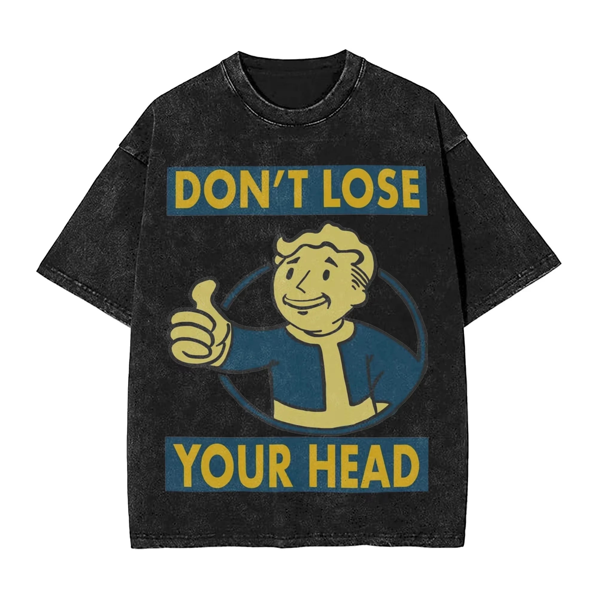 "Join The Vaults" Washed T-Shirt – Fallout Tec-Inspired Oversized Hip Hop Streetwear Tee for Men - Image 3
