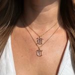 Gothic Zircon Old English Initial Necklace – A–Z Crystal Letter Pendant on Stainless Steel Chain
