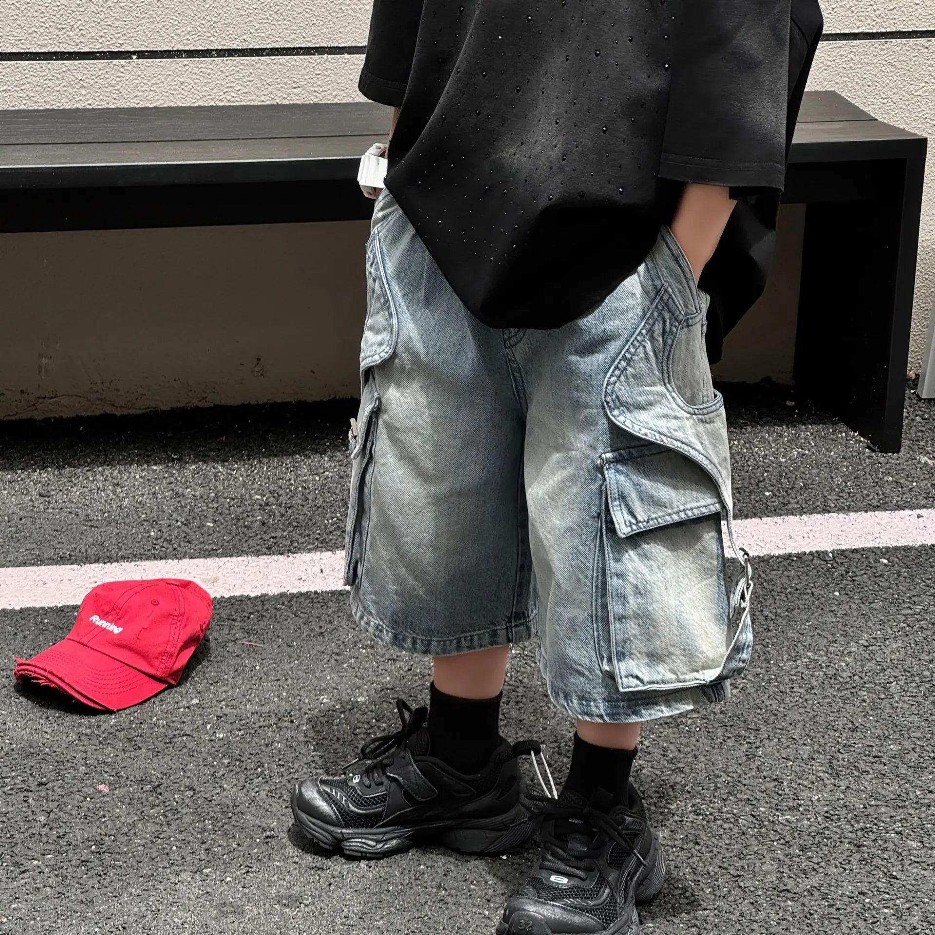 Summer Korean Kids Boys Shorts Children Boys Big Side Pockets Cargo Denim Shorts Loose Elastic Waist Young Teenager Boys Jeans - Image 3
