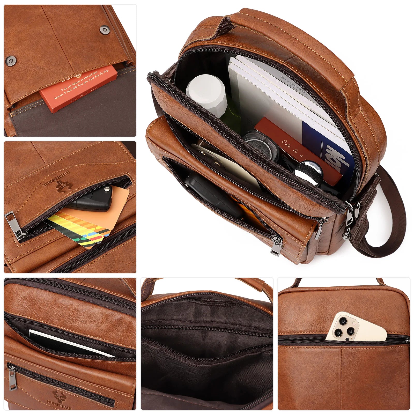 Genuine Leather Men's Messenger Bag – Casual Business Shoulder Sling for Travel & Daily Use - Image 4