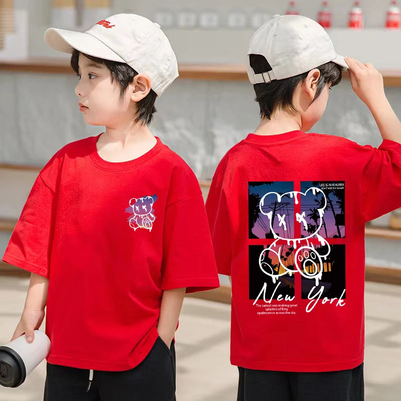Korean Children's Clothes 2025 Summer Tops Art New York City Graphic T Shirts Cotton Baby Boys Short Sleeves Shirt Kids Clothes - Image 8