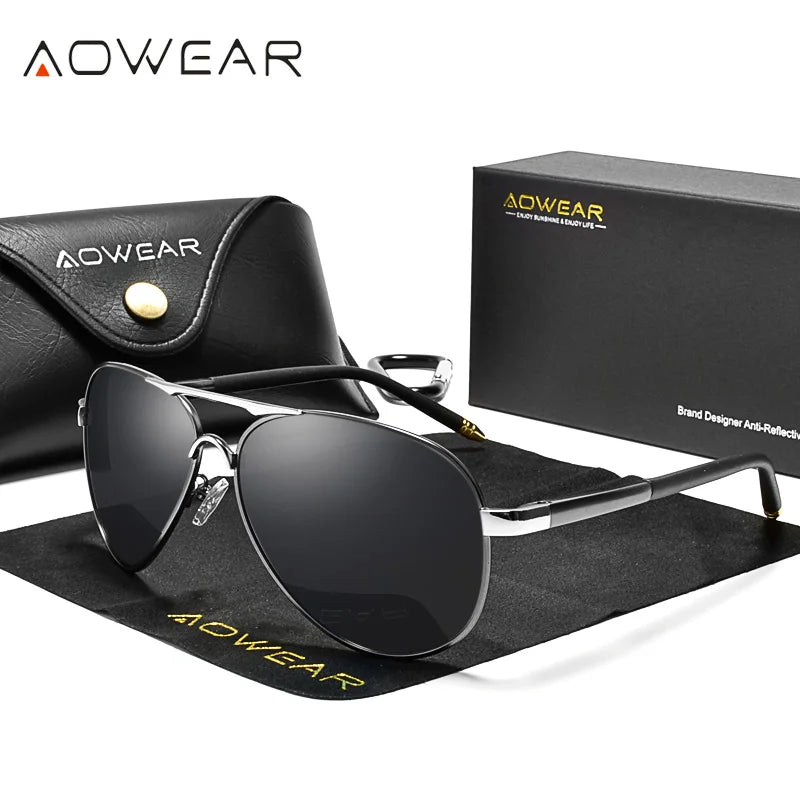 AOWEAR Men's Aviation Sunglasses – Polarized HD Pilot Mirror Shades for Driving - Image 9