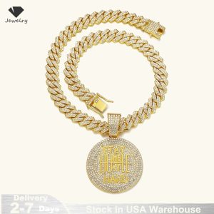 STAY HARD Pendant Necklace – 13mm Cuban Chain Hip-Hop Bling Jewelry for Men & Women
