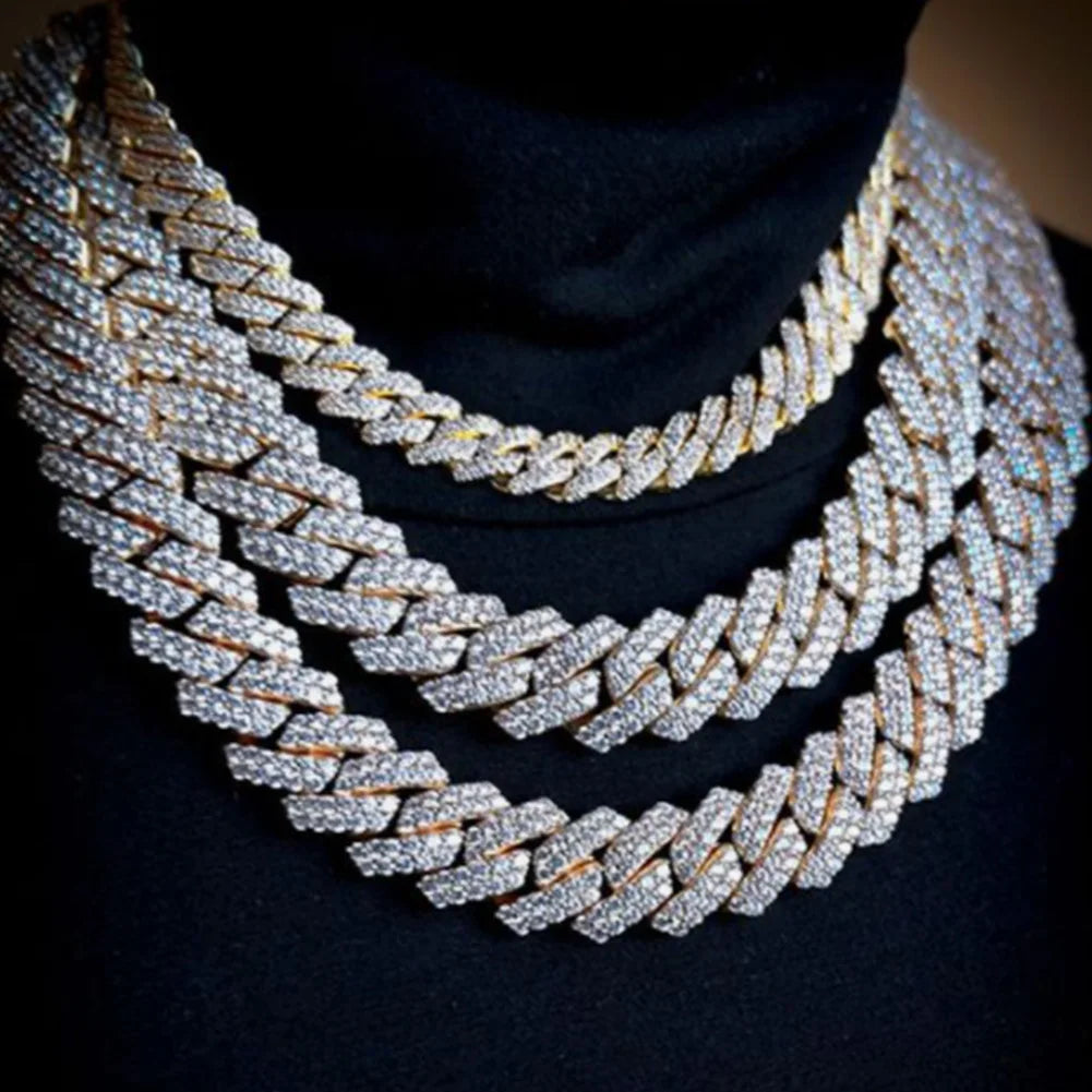 Iced Out Bling AAA Rhinestones Prong Cuban Link Chain - Image 2