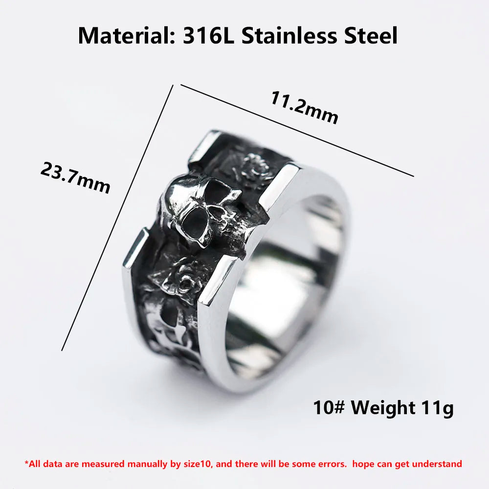 NEW Men’s 316L Stainless Steel Skull Ring – Vintage Punk Fashion Jewelry for Teens - Image 5