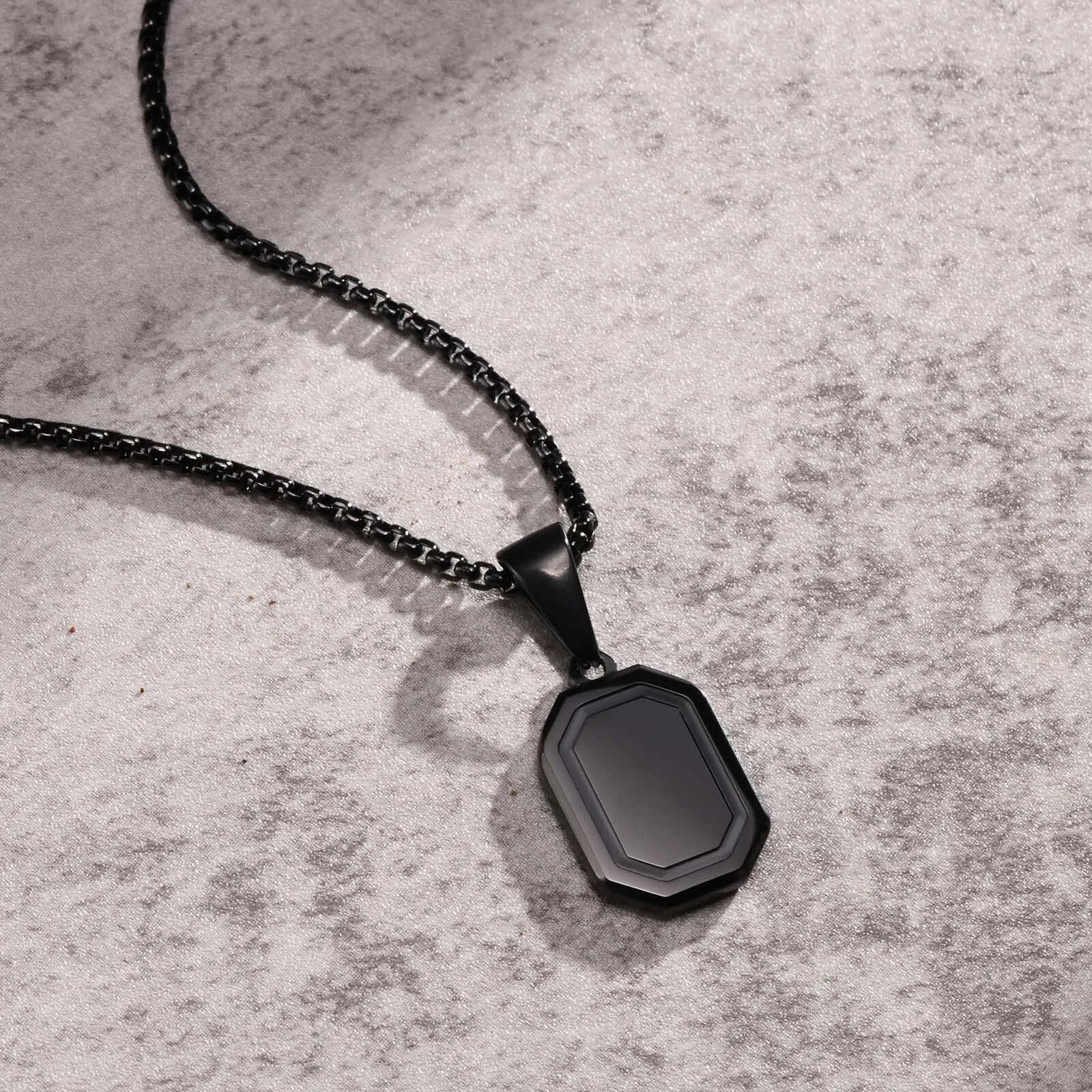 Vnox Small Dog Tag Pendant Necklace – Black & Silver Stainless Steel Military Style for Men & Boys - Image 22