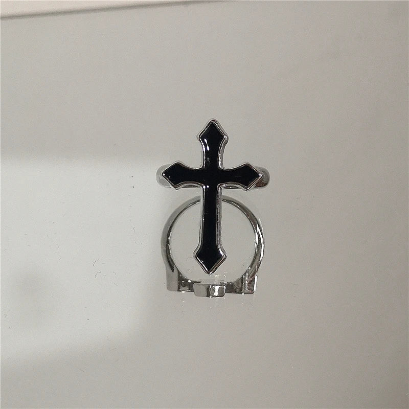Punk Harajuku Goth Irregular Heart Cross Ring - Image 7