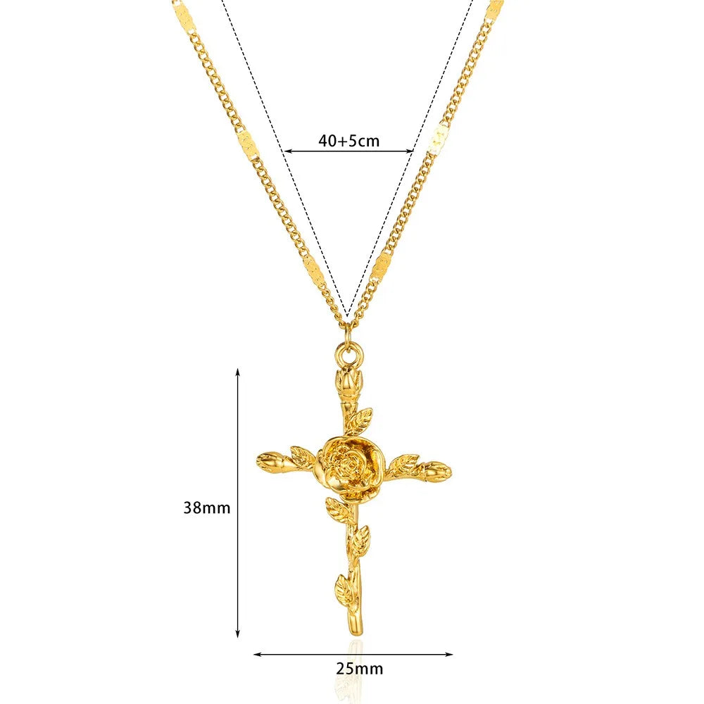 Gold Caravaca Cross Necklace – Stainless Steel Crucifix Choker for Men & Women - Image 6