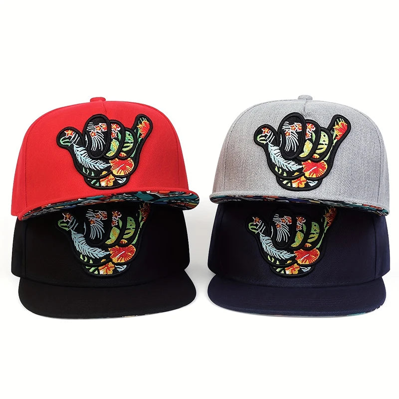Finger Embroidery Hip Hop Baseball Cap – Unisex Cotton Trucker Snapback for Outdoor & Street Style