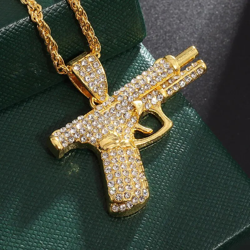 Bling Iced Out Pistol Pendant Necklace - Image 7