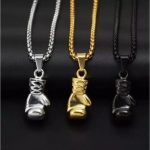 Punk Boxing Glove Pendant Necklace – Titanium Steel Chain for Men & Women