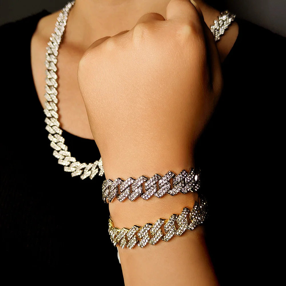 Silver Color 14mm Prong Miami Cuban Link Chain Necklace for Women - Image 3