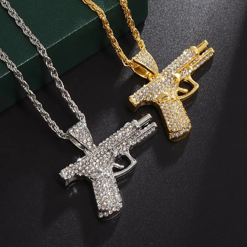 Bling Iced Out Pistol Pendant Necklace - Image 5