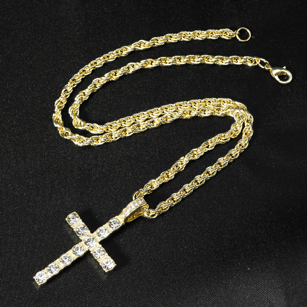 Hip Hop Iced Out Cross Pendant Necklace with 4mm Zircon Tennis Chain - Image 8