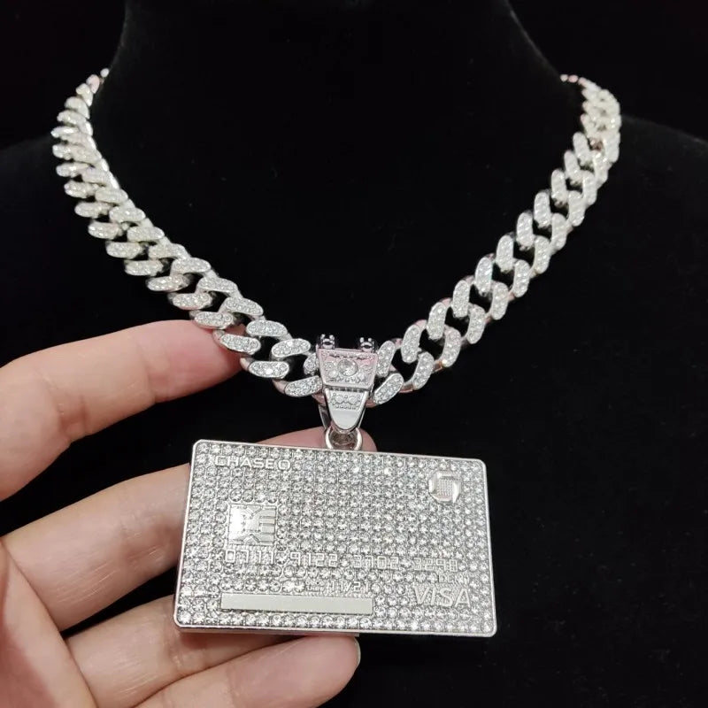 New Menβs Hip Hop Bank Card Pendant Necklace - Image 9