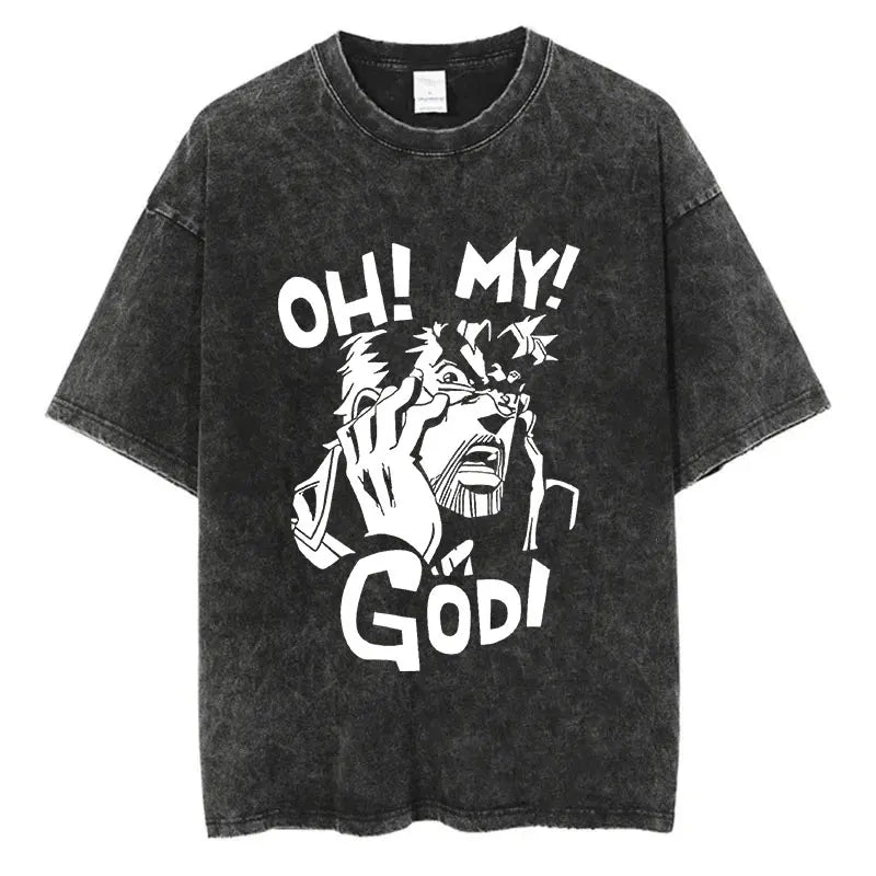 Vintage Washed TShirt Men Summer Hip Hop Streetwear T-shirt JoJo Bizarre Adventure Anime Print Cotton Casual Short Sleeve Tshirt - Image 11