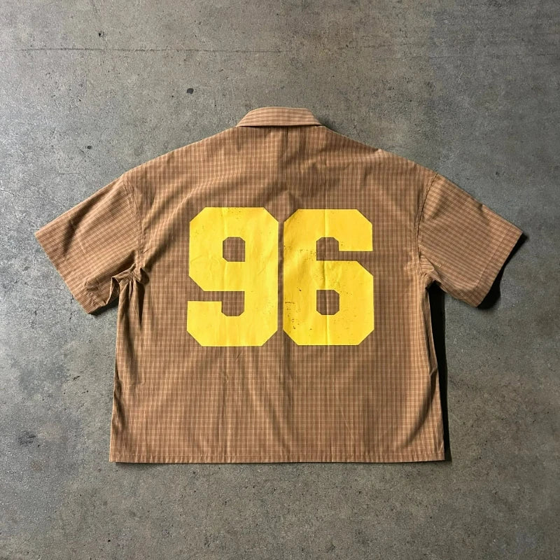 Y2K Plaid "Trust God" Graphic Shirt – Unisex Retro Hip-Hop Streetwear Tee - Image 4