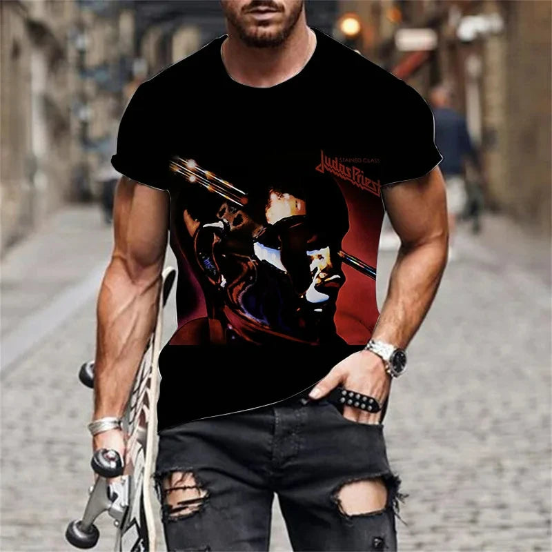 Judas Priest 3D Printed T-Shirt – Unisex Rock Band Streetwear Tee for Summer - Image 11