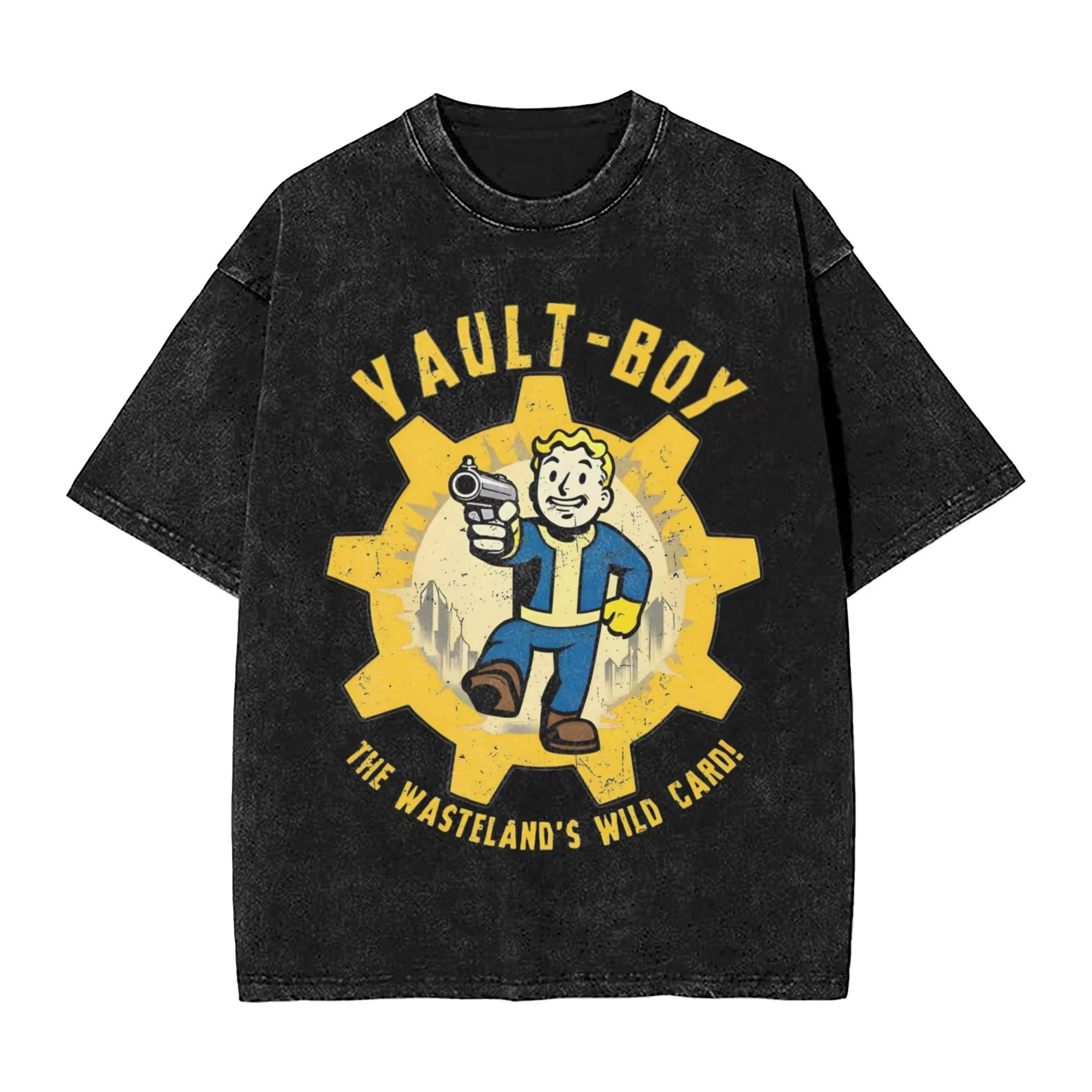 "Join The Vaults" Washed T-Shirt – Fallout Tec-Inspired Oversized Hip Hop Streetwear Tee for Men - Image 6