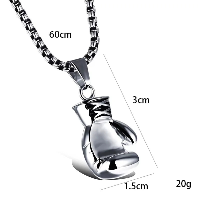 Punk Boxing Glove Pendant Necklace – Titanium Steel Chain for Men & Women - Image 5