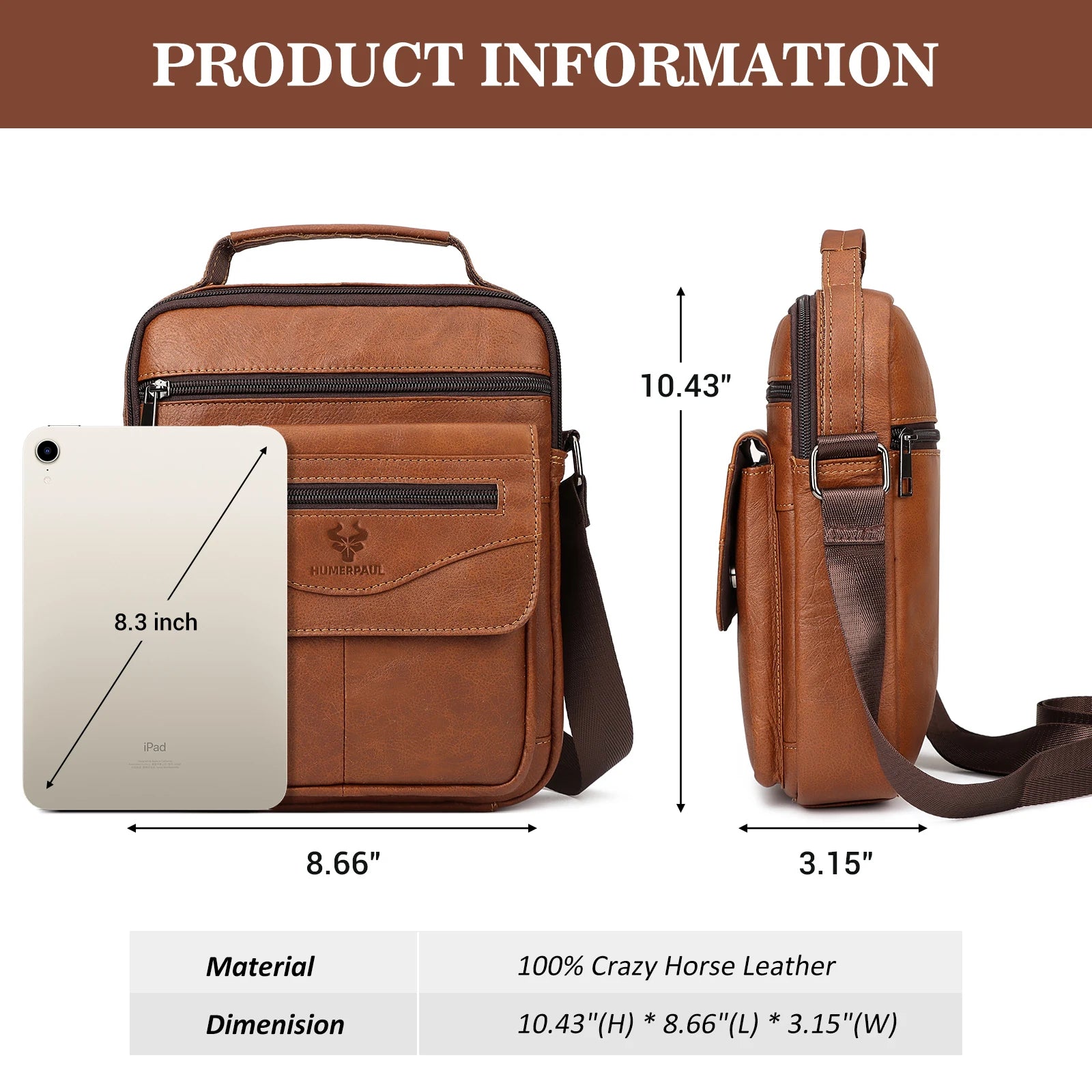 Genuine Leather Men's Messenger Bag – Casual Business Shoulder Sling for Travel & Daily Use - Image 6